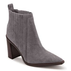 Juliet Holy Block Heel Ankle Boots Comfort Slip on Pointed Toe Mid Booties